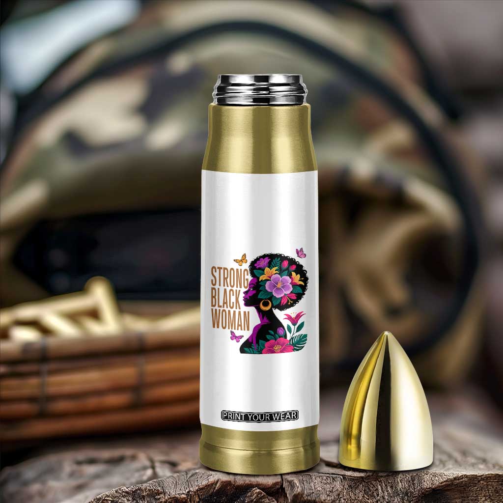 Strong Black Woman Floral Afro Bullet Tumbler Empowering Black Queen Pride Celebrating Melanin and Strength TS02 Print Your Wear