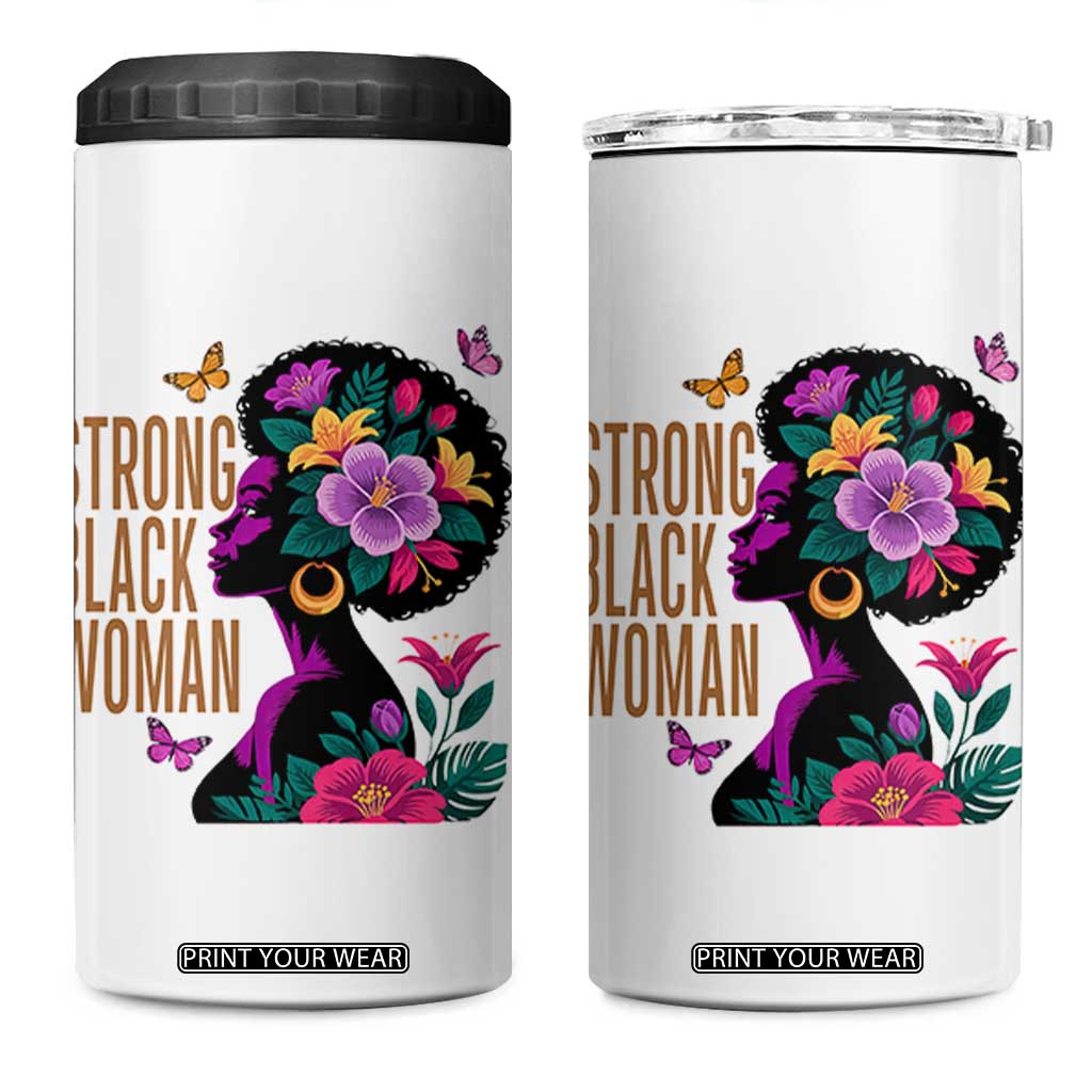 Strong Black Woman Floral Afro 4 in 1 Can Cooler Tumbler Empowering Black Queen Pride Celebrating Melanin and Strength TS02 One Size: 16 oz White Print Your Wear