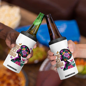 Strong Black Woman Floral Afro 4 in 1 Can Cooler Tumbler Empowering Black Queen Pride Celebrating Melanin and Strength TS02 Print Your Wear