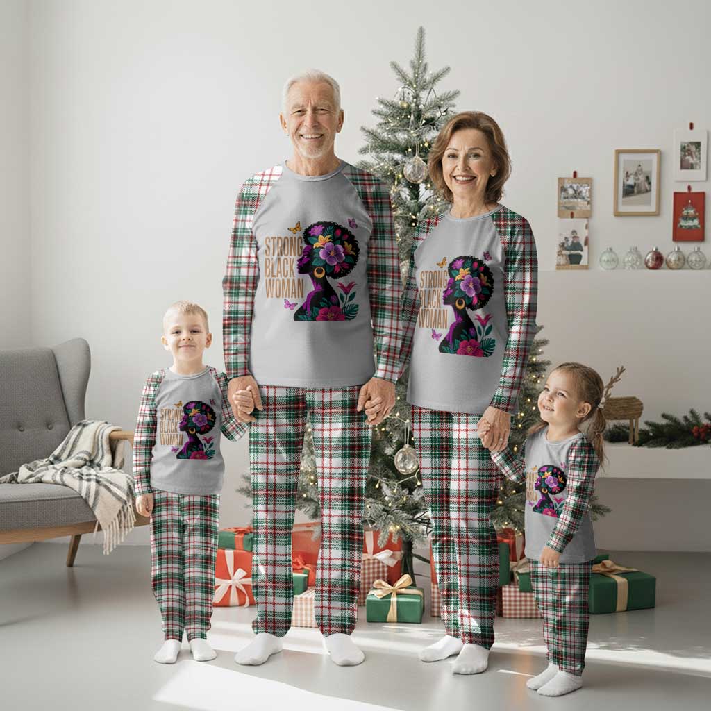 Strong Black Woman Floral Afro Plaid Pajama Set Empowering Black Queen Pride Celebrating Melanin and Strength TS02 Christmas Plaid Print Your Wear