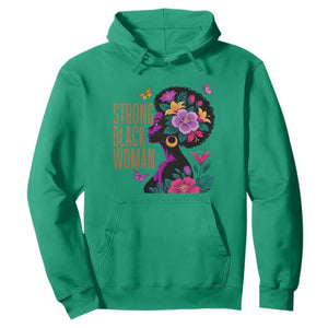 Strong Black Woman Floral Afro Hoodie Empowering Black Queen Pride Celebrating Melanin and Strength TS02 Irish Green Print Your Wear