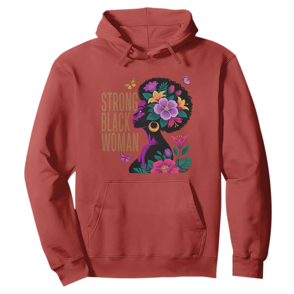 Strong Black Woman Floral Afro Hoodie Empowering Black Queen Pride Celebrating Melanin and Strength TS02 Red Print Your Wear