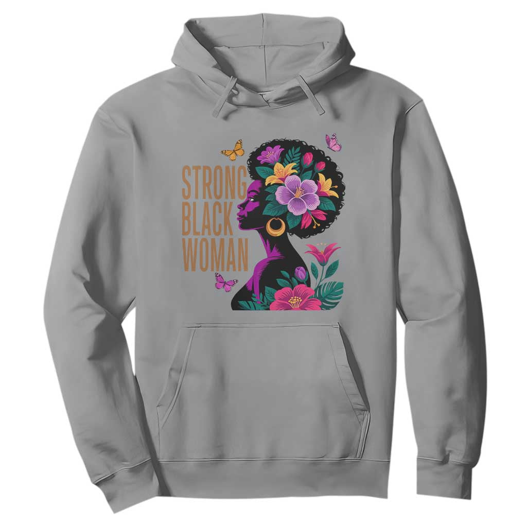Strong Black Woman Floral Afro Hoodie Empowering Black Queen Pride Celebrating Melanin and Strength TS02 Sport Gray Print Your Wear