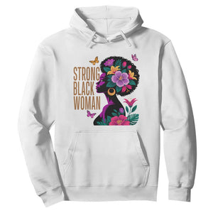 Strong Black Woman Floral Afro Hoodie Empowering Black Queen Pride Celebrating Melanin and Strength TS02 White Print Your Wear