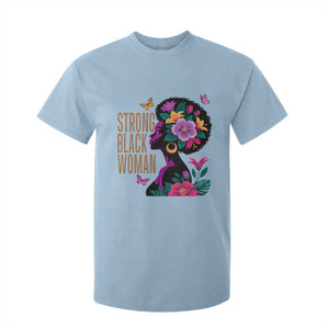 Strong Black Woman Floral Afro T Shirt For Kid Empowering Black Queen Pride Celebrating Melanin and Strength TS02 Light Blue Print Your Wear