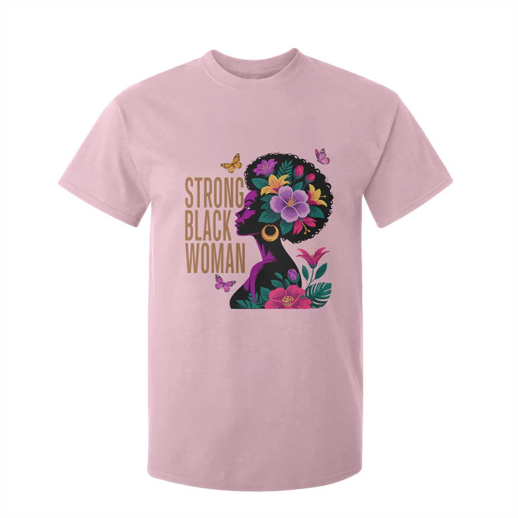 Strong Black Woman Floral Afro T Shirt For Kid Empowering Black Queen Pride Celebrating Melanin and Strength TS02 Light Pink Print Your Wear