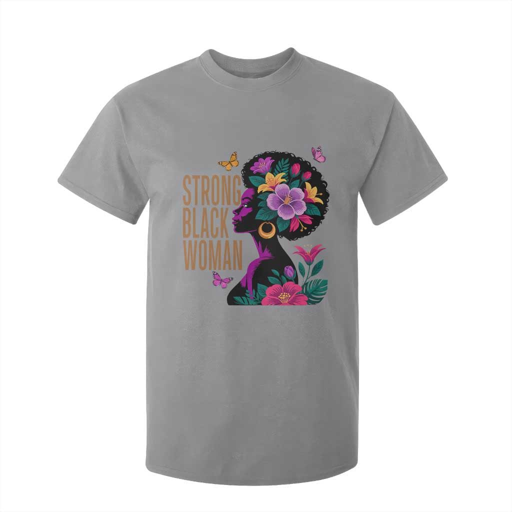 Strong Black Woman Floral Afro T Shirt For Kid Empowering Black Queen Pride Celebrating Melanin and Strength TS02 Sport Gray Print Your Wear