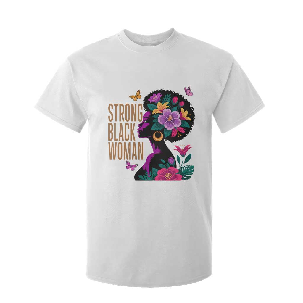 Strong Black Woman Floral Afro T Shirt For Kid Empowering Black Queen Pride Celebrating Melanin and Strength TS02 White Print Your Wear