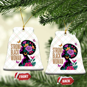 Strong Black Woman Floral Afro Ceramic Ornament Empowering Black Queen Pride Celebrating Melanin and Strength TS02 Print Your Wear