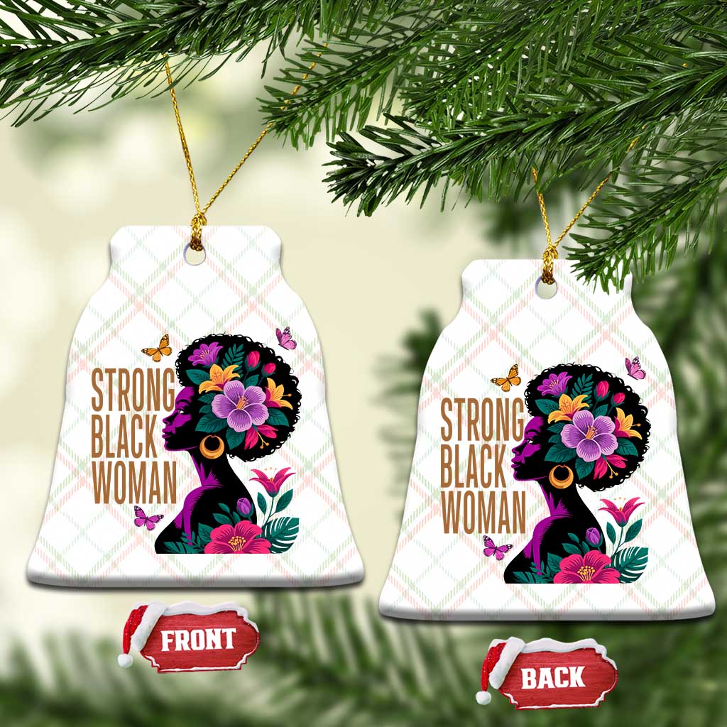 Strong Black Woman Floral Afro Ceramic Ornament Empowering Black Queen Pride Celebrating Melanin and Strength TS02 Print Your Wear