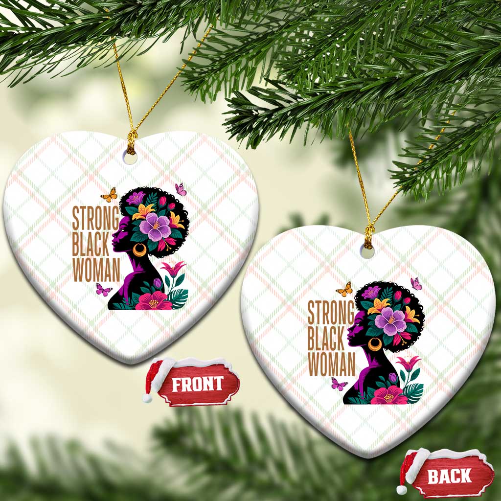 Strong Black Woman Floral Afro Ceramic Ornament Empowering Black Queen Pride Celebrating Melanin and Strength TS02 Print Your Wear