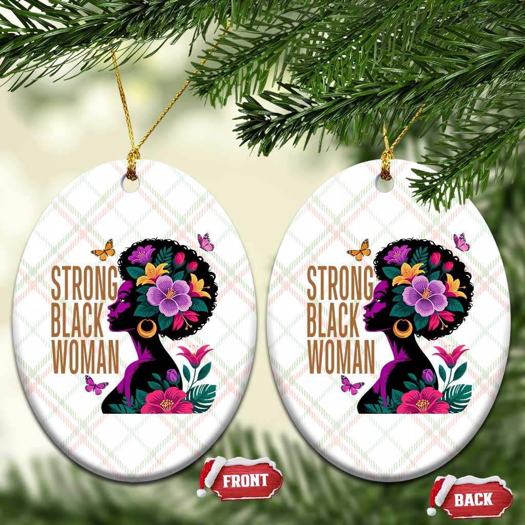 Strong Black Woman Floral Afro Ceramic Ornament Empowering Black Queen Pride Celebrating Melanin and Strength TS02 Print Your Wear