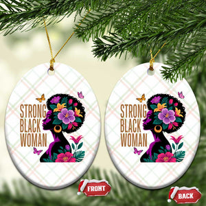 Strong Black Woman Floral Afro Ceramic Ornament Empowering Black Queen Pride Celebrating Melanin and Strength TS02 Print Your Wear