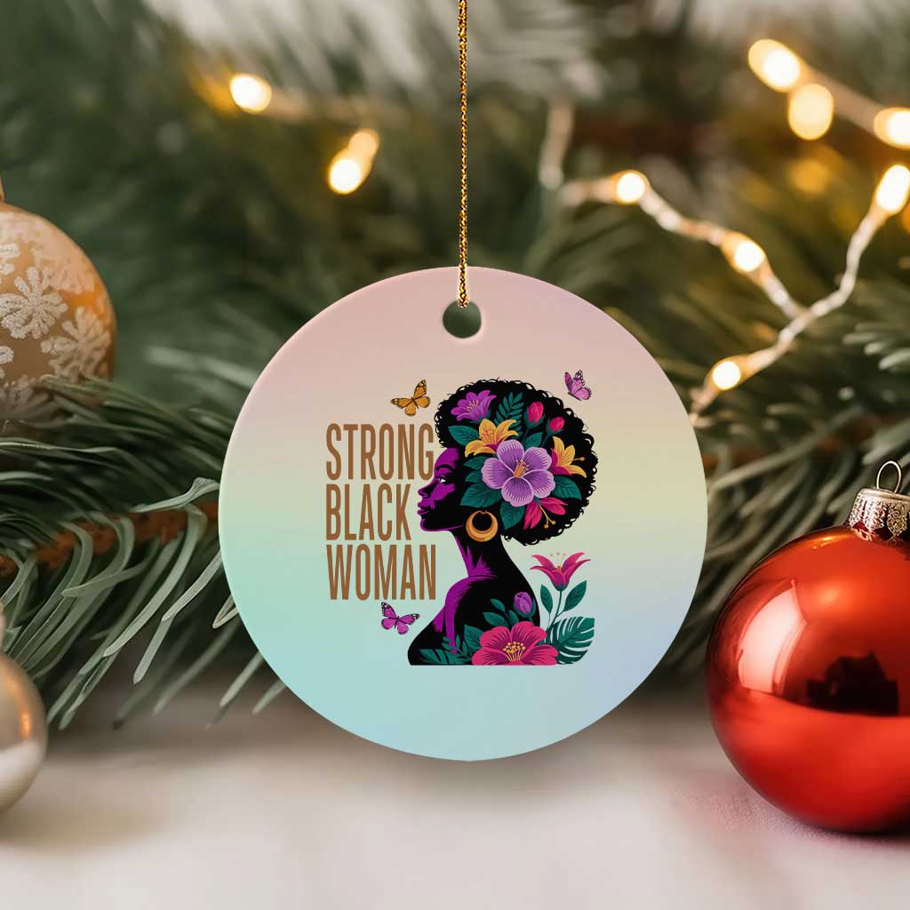 Strong Black Woman Floral Afro Ceramic Ornament Empowering Black Queen Pride Celebrating Melanin and Strength TS02 1pc Pastel Print Your Wear
