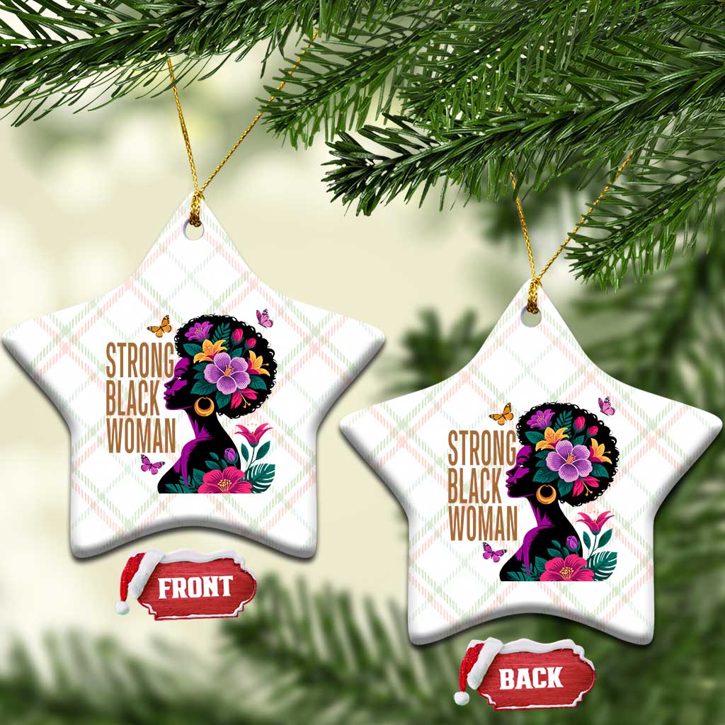 Strong Black Woman Floral Afro Ceramic Ornament Empowering Black Queen Pride Celebrating Melanin and Strength TS02 Print Your Wear
