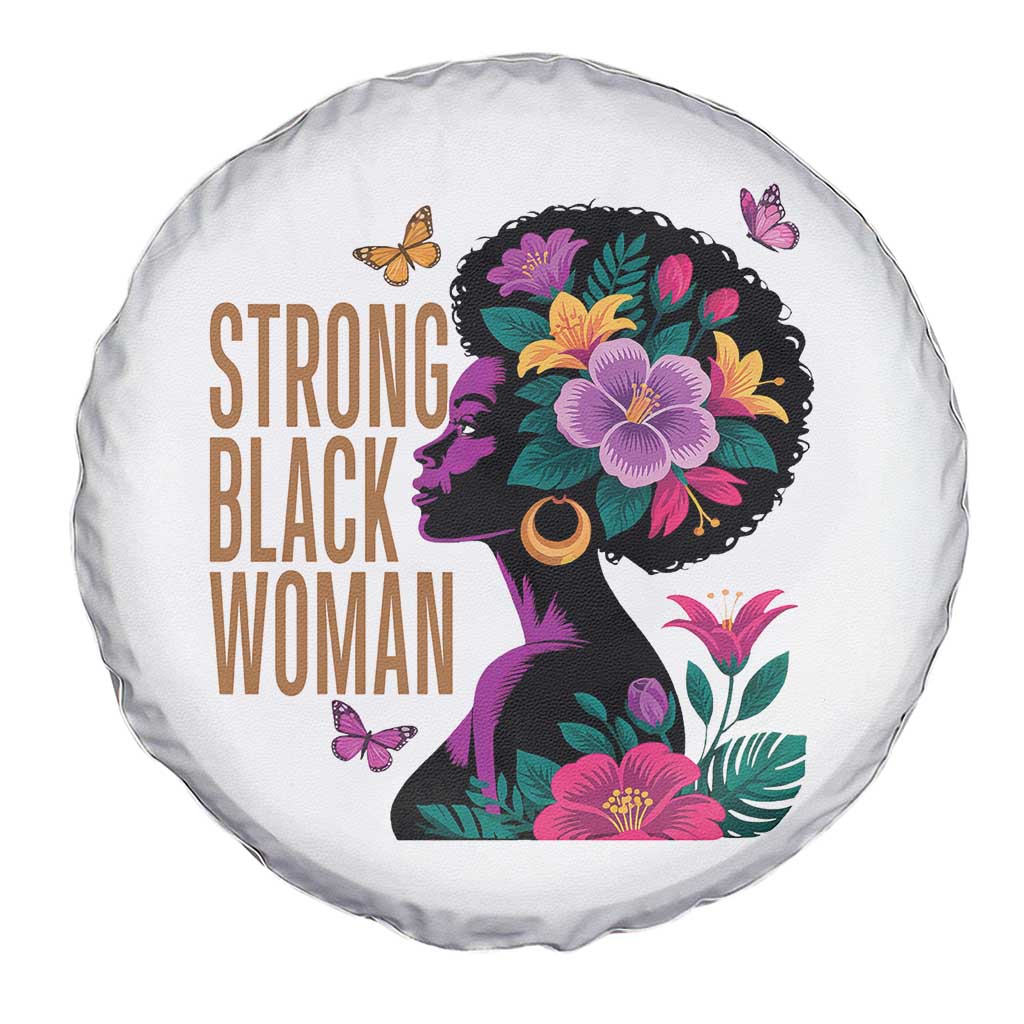 Strong Black Woman Floral Afro Spare Tire Cover Empowering Black Queen Pride Celebrating Melanin and Strength TS02 Print Your Wear