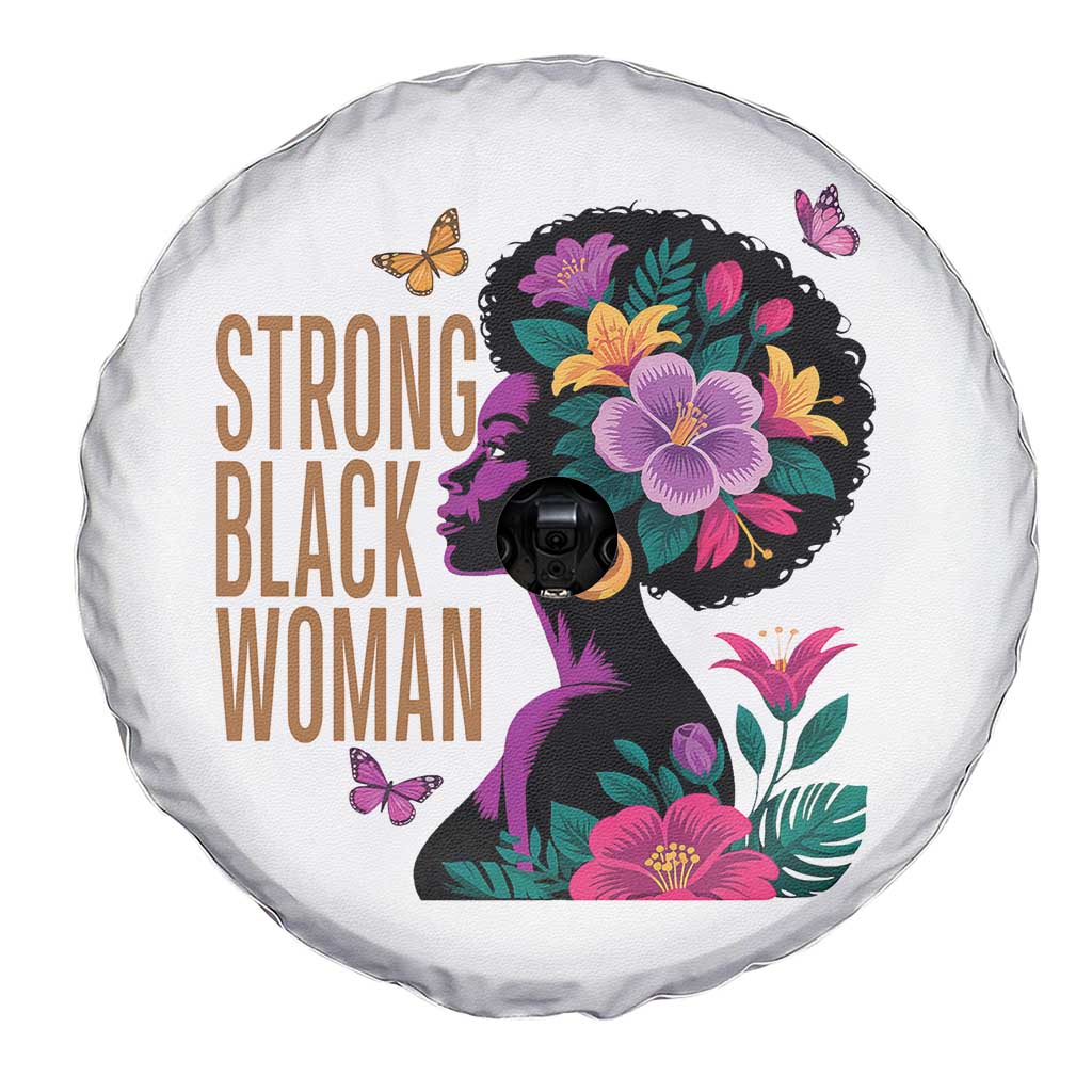 Strong Black Woman Floral Afro Spare Tire Cover Empowering Black Queen Pride Celebrating Melanin and Strength TS02 Print Your Wear
