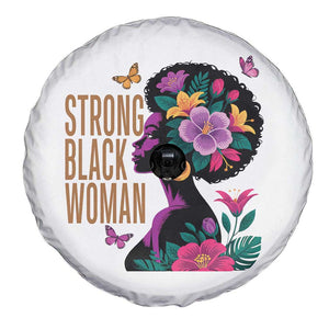 Strong Black Woman Floral Afro Spare Tire Cover Empowering Black Queen Pride Celebrating Melanin and Strength TS02 Print Your Wear