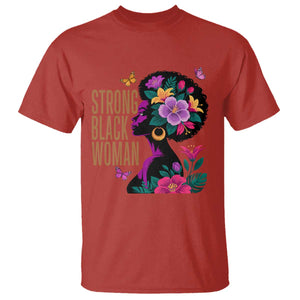 Strong Black Woman Floral Afro T Shirt Empowering Black Queen Pride Celebrating Melanin and Strength TS02 Red Print Your Wear