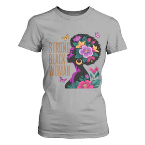 Strong Black Woman Floral Afro T Shirt For Women Empowering Black Queen Pride Celebrating Melanin and Strength TS02 Sport Gray Print Your Wear