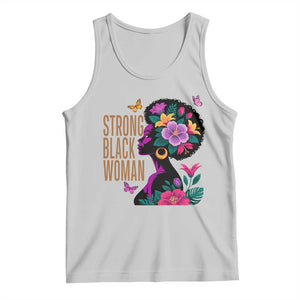 Strong Black Woman Floral Afro Tank Top Empowering Black Queen Pride Celebrating Melanin and Strength TS02 Ash Print Your Wear