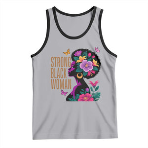 Strong Black Woman Floral Afro Tank Top Empowering Black Queen Pride Celebrating Melanin and Strength TS02 Athletic Heather Black Print Your Wear