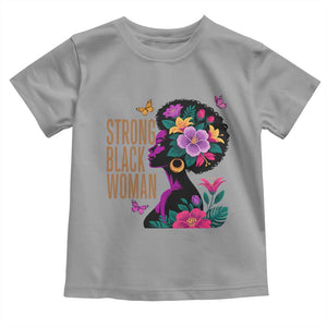 Strong Black Woman Floral Afro Toddler T Shirt Empowering Black Queen Pride Celebrating Melanin and Strength TS02 Sport Gray Print Your Wear