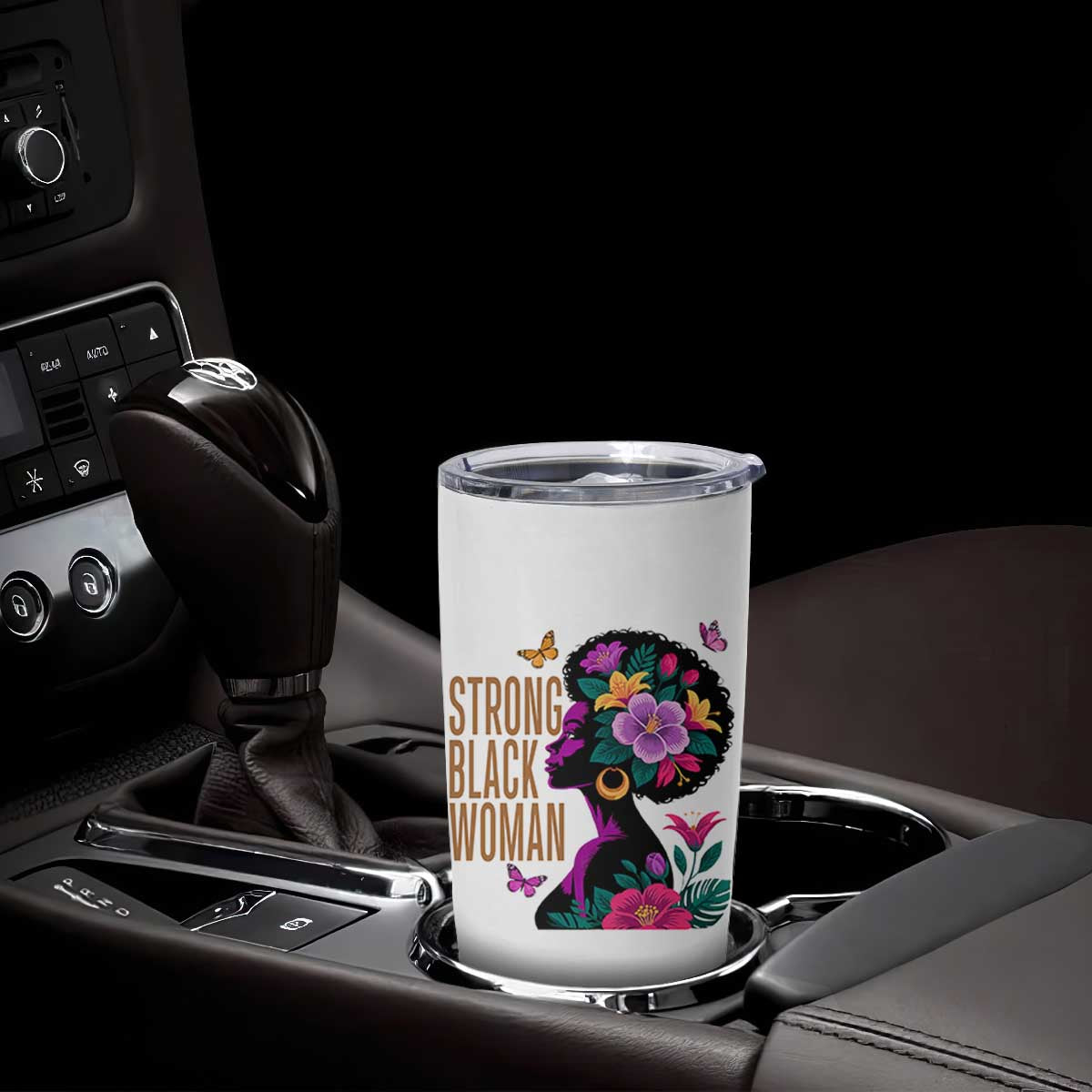 Strong Black Woman Floral Afro Tumbler Cup Empowering Black Queen Pride Celebrating Melanin and Strength TS02 Print Your Wear