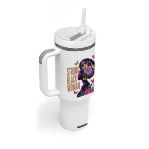 Strong Black Woman Floral Afro Tumbler With Handle Empowering Black Queen Pride Celebrating Melanin and Strength TS02 Print Your Wear