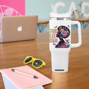 Strong Black Woman Floral Afro Tumbler With Handle Empowering Black Queen Pride Celebrating Melanin and Strength TS02 Print Your Wear