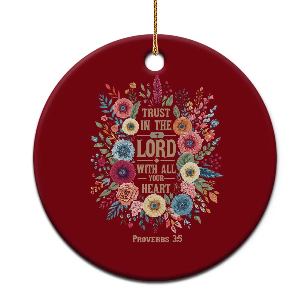 Trust in the Lord Proverbs 3:5 Floral Christian Ceramic Ornament Inspirational Bible Verse TS02 1pc Red Print Your Wear