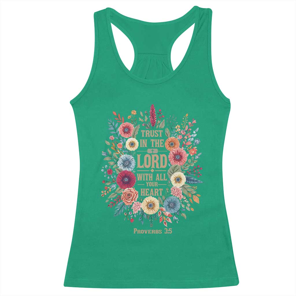 Trust in the Lord Proverbs 3:5 Floral Christian Racerback Tank Top Inspirational Bible Verse