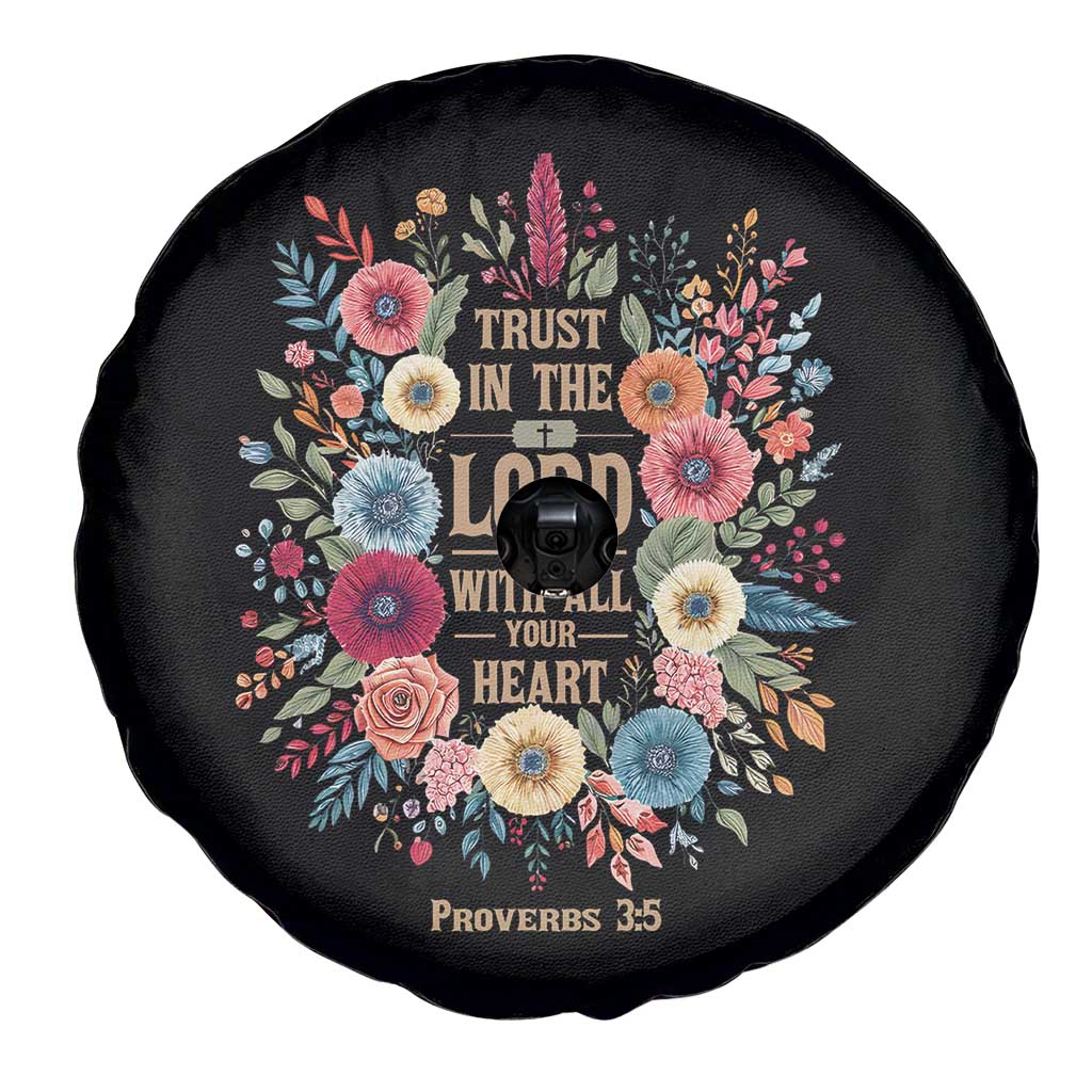 Trust in the Lord Proverbs 3:5 Floral Christian Spare Tire Cover Inspirational Bible Verse TS02 Print Your Wear