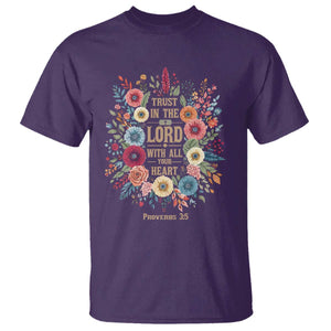 Trust in the Lord Proverbs 3:5 Floral Christian T Shirt Inspirational Bible Verse TS02 Purple Print Your Wear