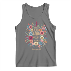 Trust in the Lord Proverbs 3:5 Floral Christian Tank Top Inspirational Bible Verse TS02 Black Heather Print Your Wear