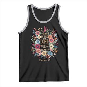 Trust in the Lord Proverbs 3:5 Floral Christian Tank Top Inspirational Bible Verse TS02 Black Athletic Heather Print Your Wear