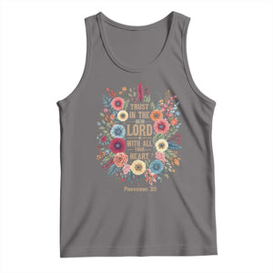 Trust in the Lord Proverbs 3:5 Floral Christian Tank Top Inspirational Bible Verse TS02 Deep Heather Print Your Wear