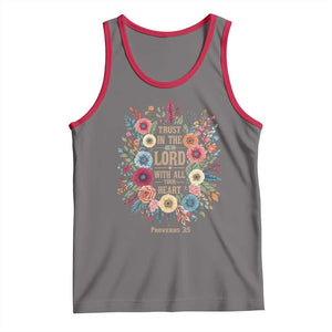 Trust in the Lord Proverbs 3:5 Floral Christian Tank Top Inspirational Bible Verse TS02 Deep Heather Red Print Your Wear