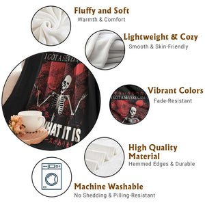 Dark Japanese Aesthetic Skeleton Meme Graphic Throw Blanket I Got a Severe Case of It Is What It Is TS02 Print Your Wear