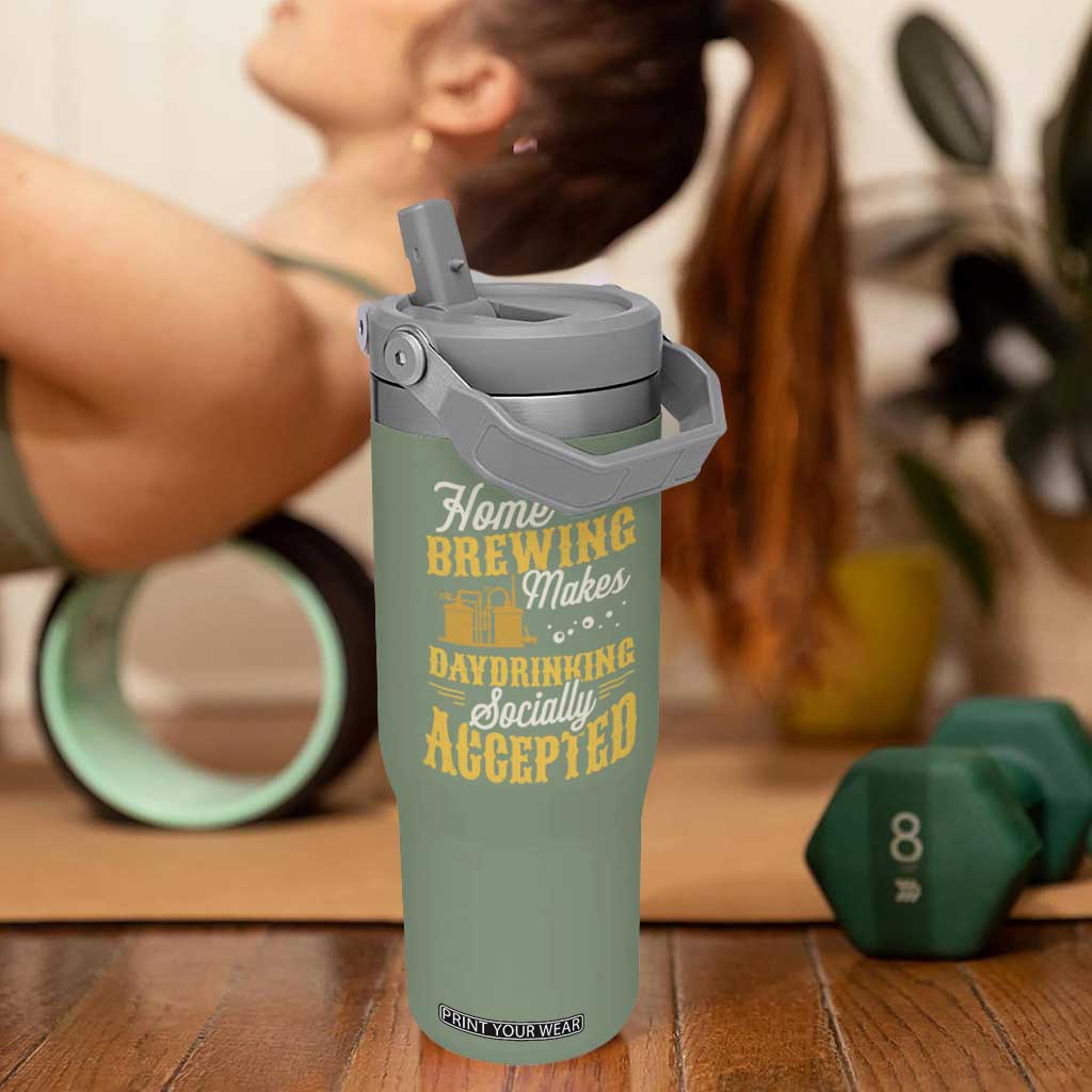 Funny Craft Crew Beer Homebrewers Flip Straw Tumbler Home Brewing Makes Day Drinking Socially Accepted Brewery Fans TS02 One Size: 30 oz Moss Green Print Your Wear