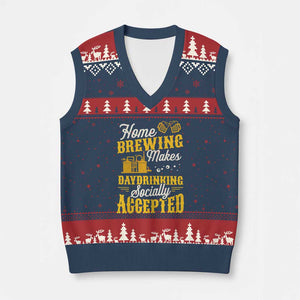 Funny Craft Crew Beer Homebrewers V-Neck Knit Sweater Vest Home Brewing Makes Day Drinking Socially Accepted Brewery Fans TS02 Navy Red Print Your Wear