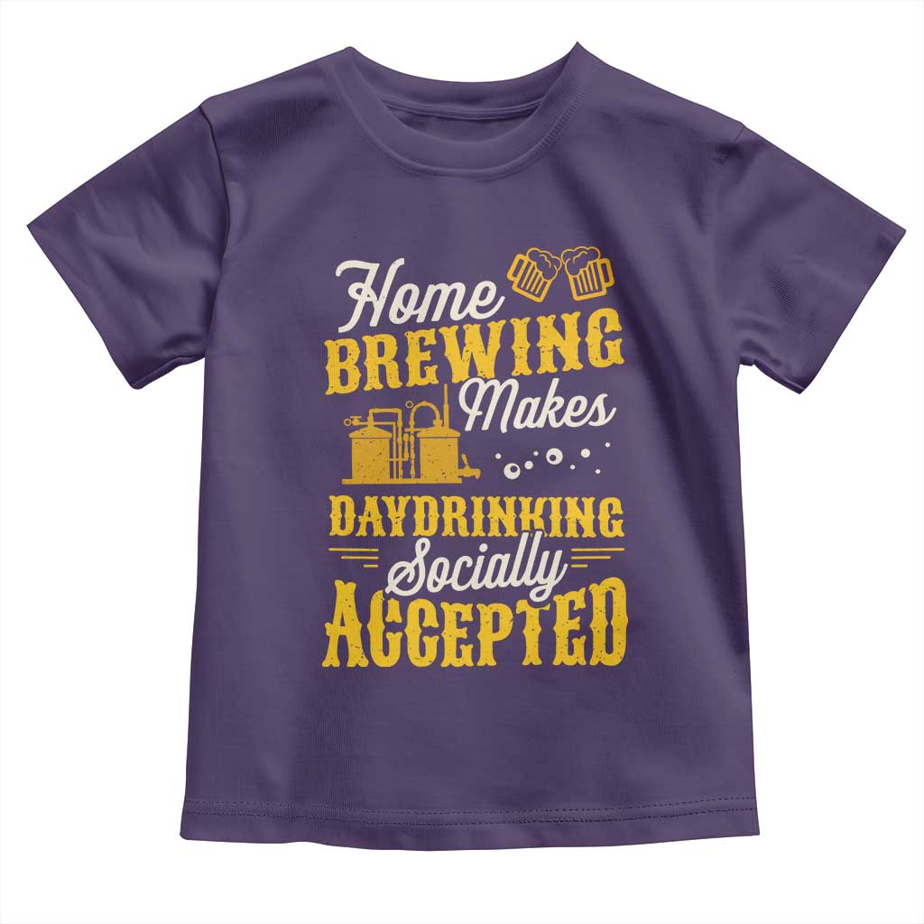 Funny Craft Crew Beer Homebrewers Toddler T Shirt Home Brewing Makes Day Drinking Socially Accepted Brewery Fans TS02 Purple Print Your Wear