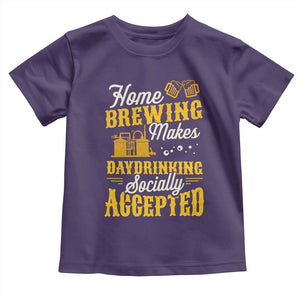 Funny Craft Crew Beer Homebrewers Toddler T Shirt Home Brewing Makes Day Drinking Socially Accepted Brewery Fans TS02 Purple Print Your Wear