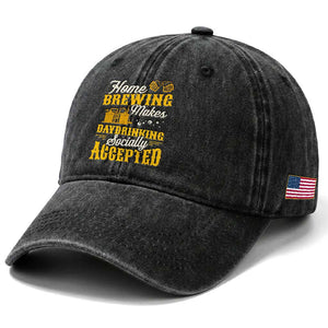 Funny Craft Crew Beer Homebrewers Washed Cotton Baseball Cap Home Brewing Makes Day Drinking Socially Accepted Brewery Fans TS02 Print Your Wear