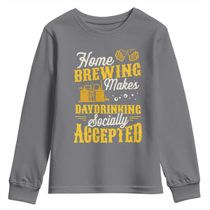Funny Craft Crew Beer Homebrewers Youth Sweatshirt Home Brewing Makes Day Drinking Socially Accepted Brewery Fans TS02 Charcoal Print Your Wear