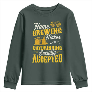 Funny Craft Crew Beer Homebrewers Youth Sweatshirt Home Brewing Makes Day Drinking Socially Accepted Brewery Fans TS02 Dark Forest Green Print Your Wear
