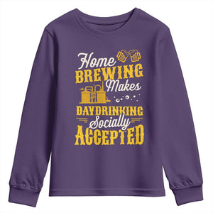 Funny Craft Crew Beer Homebrewers Youth Sweatshirt Home Brewing Makes Day Drinking Socially Accepted Brewery Fans TS02 Purple Print Your Wear