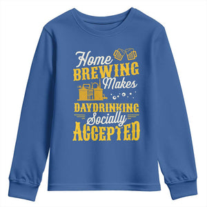 Funny Craft Crew Beer Homebrewers Youth Sweatshirt Home Brewing Makes Day Drinking Socially Accepted Brewery Fans TS02 Royal Blue Print Your Wear