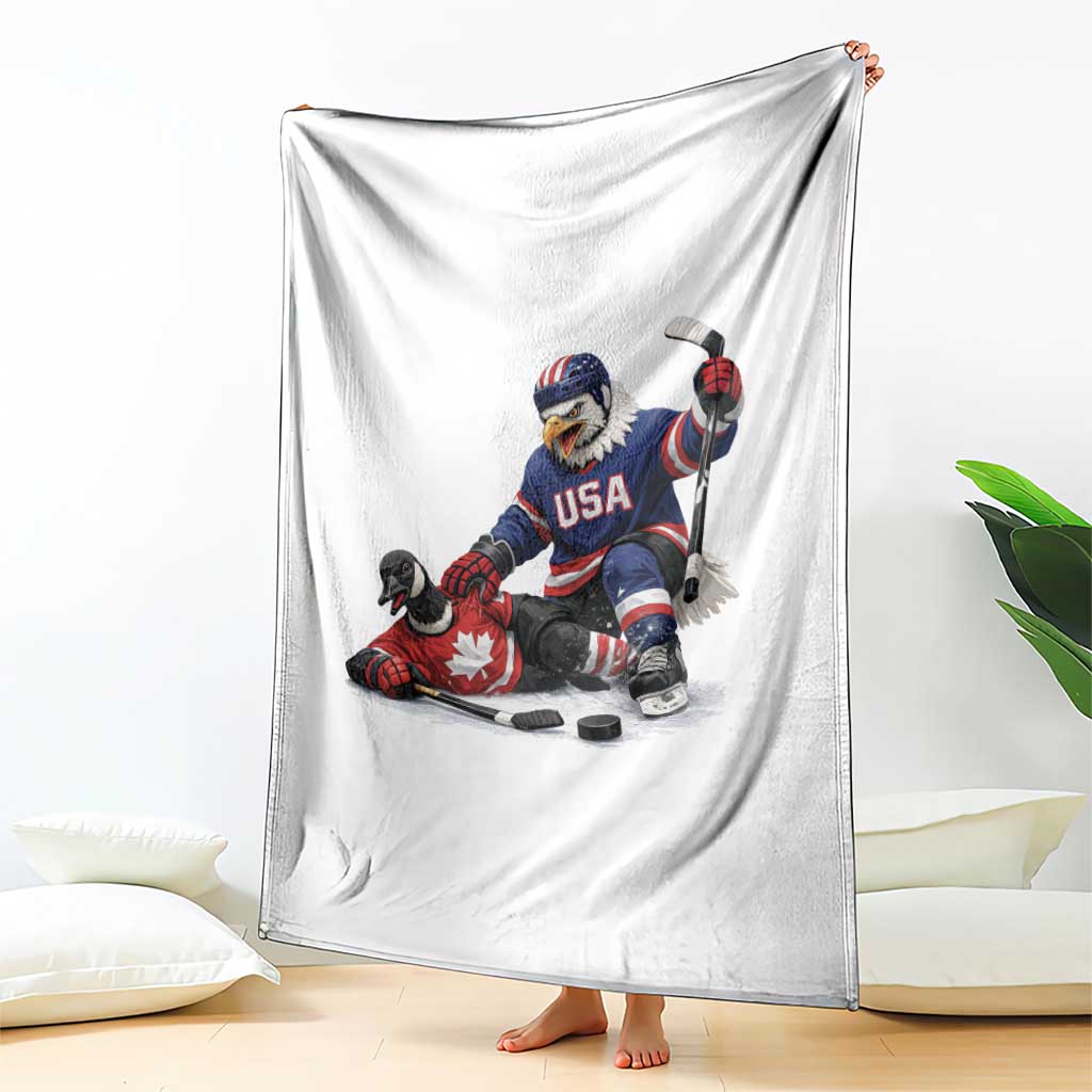 USA Eagle Vs Canada Loon Rivalry Graphic Throw Blanket Funny Sports Fan Ice Hockey Game Day Supporter TS02 Print Your Wear