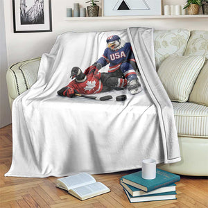USA Eagle Vs Canada Loon Rivalry Graphic Throw Blanket Funny Sports Fan Ice Hockey Game Day Supporter TS02 Print Your Wear